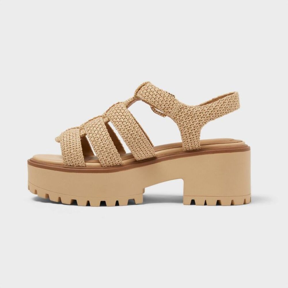 Universal Thread Beige Woven Platform Wedge Sandals - Picture 2 of 4